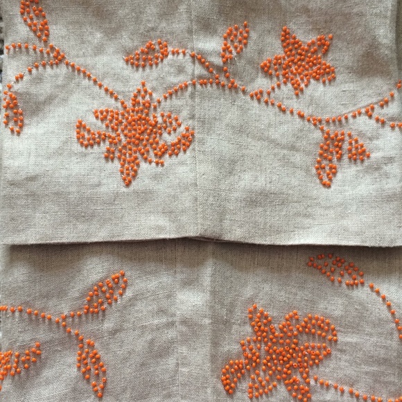 Ann Taylor LOFT linen crop pants w/  orange beads - Picture 7 of 8